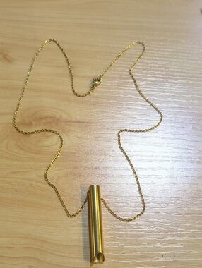 Gold Tone Cylinder Pendant Necklace - Women Jewelry